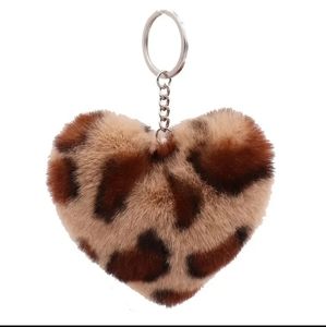 NWT Fuzzy Heart Key Charm